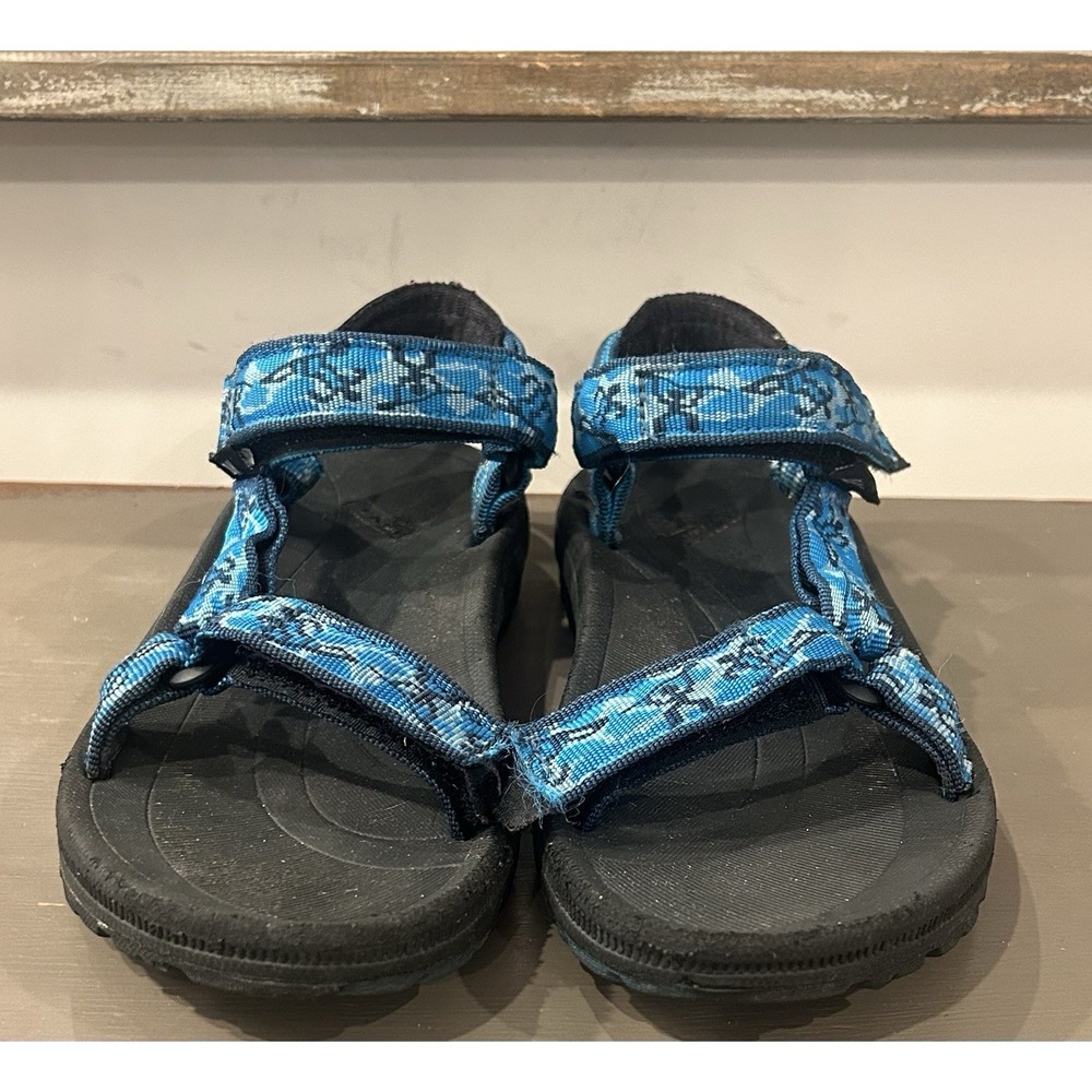 Teva Kids Blue Tribal Print Sport Hiking Sandals Hook Loop Outdoor Shoes Sz 4 - Picture 6 of 8
